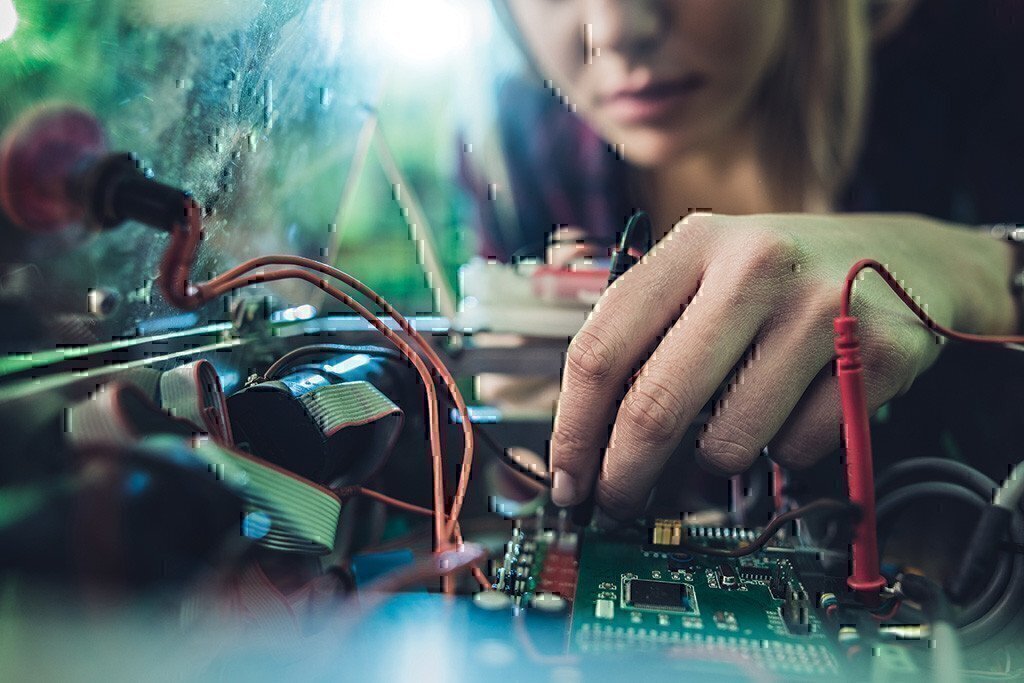 computer hardware engineer working on a project